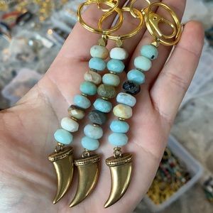 Amazonite beaded tusk handmade keychain